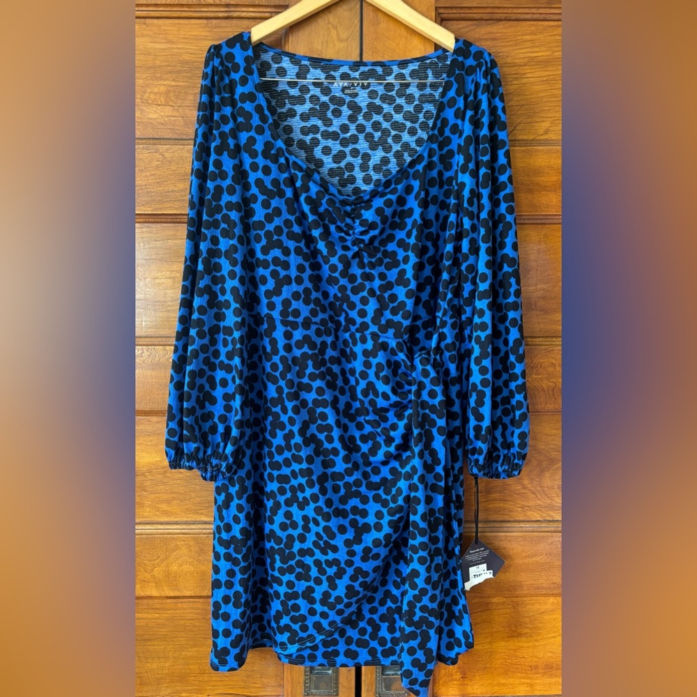 Ava & Viv Blue and Black Patterned Dress